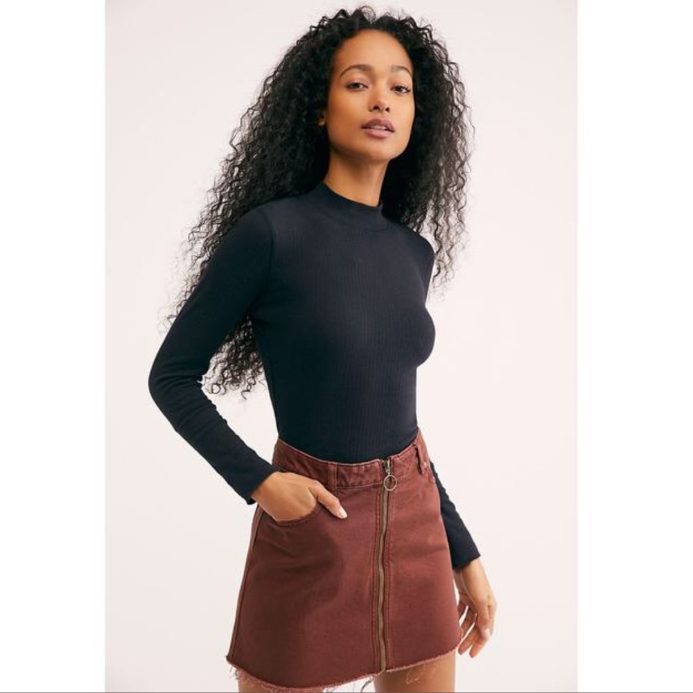 LN Free People Zip It Up Mini Skirt Maroon 24